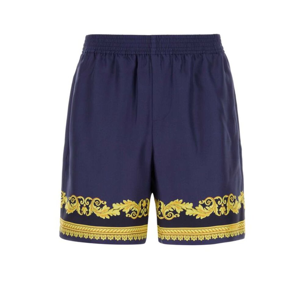 Versace Men Blue Silk Bermuda Shorts